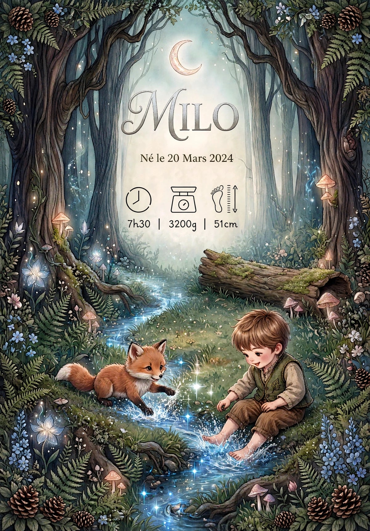 Affiche de naissance - Forêt enchantée