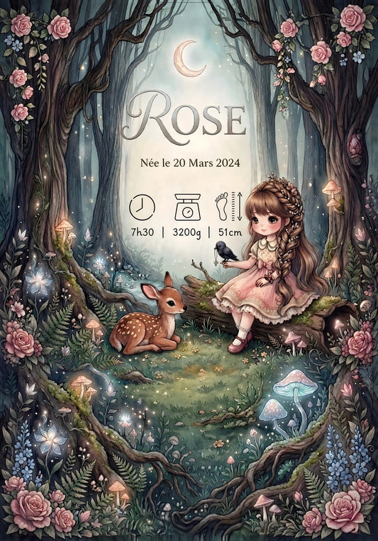 Affiche de naissance - Forêt enchantée